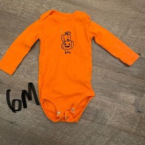 Orange Pumpkin Graphic Kids One Piece